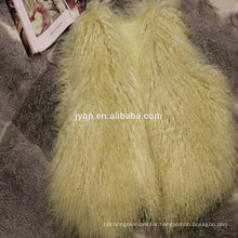 Wholesale Real Tibetan Mongolian Lamb Curly Fur Wool Waistcoat